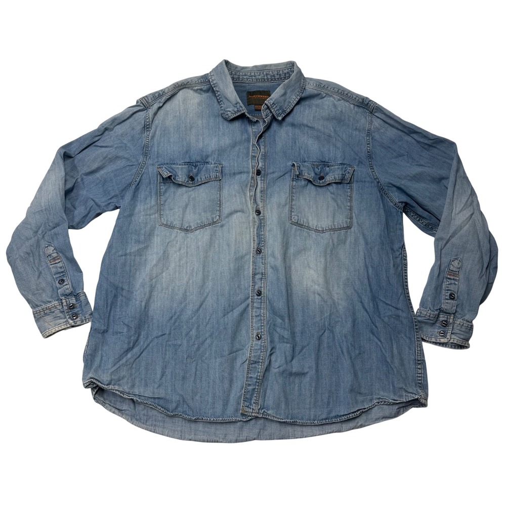 Northwest Territory Button Down Denim Shirt Light Wash Mens 3XL Utility